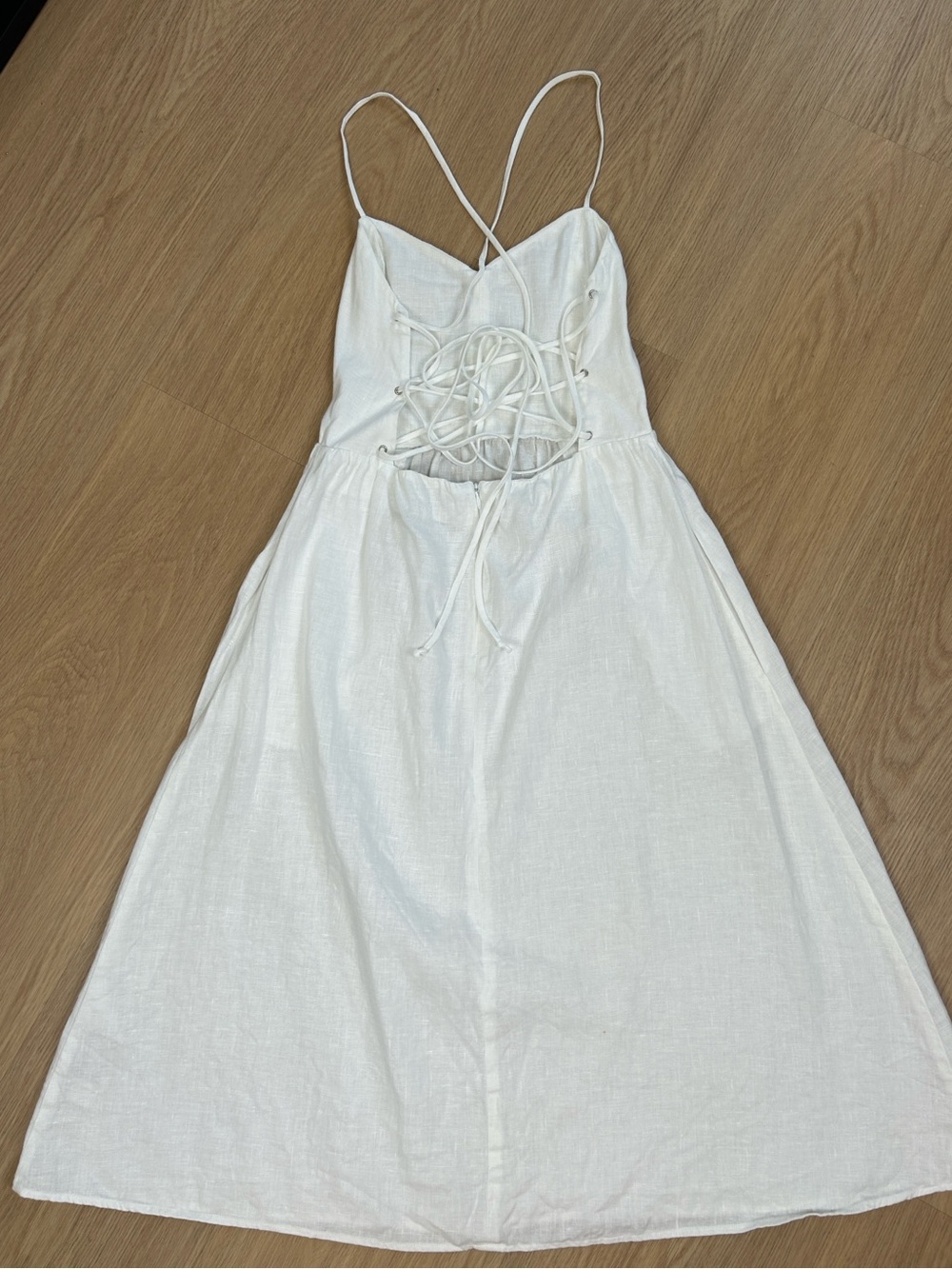 Reformation 100% Linen Pepper Lace Up Back Midi Dress 6 - Picture 9 of 12